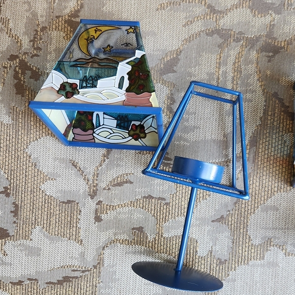 Vintage set of stain glass tea light holder lamps - Picture 3 of 4